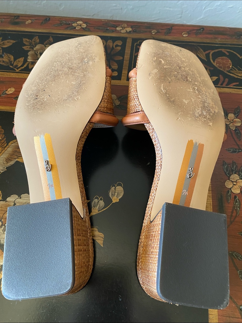 Sam Edelman Woven Straw Slide Heels in Tan - Picture 7 of 9